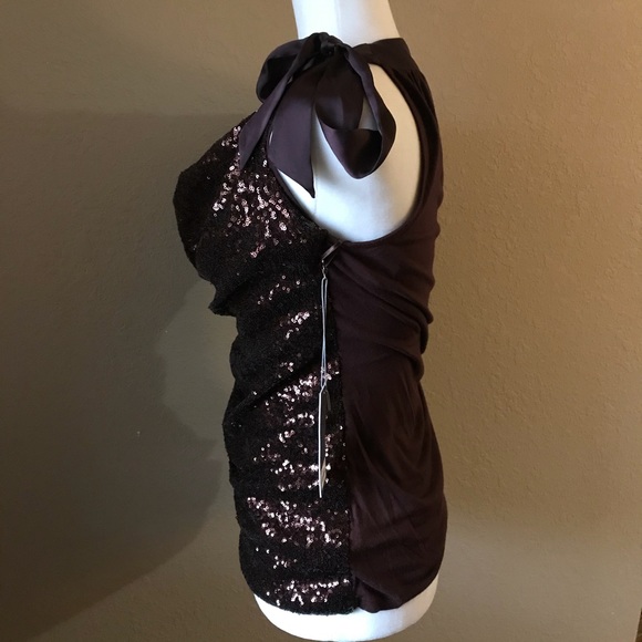 NWT Jennifer Lopez Sequin Brown Halter Top size XS - Picture 3 of 8